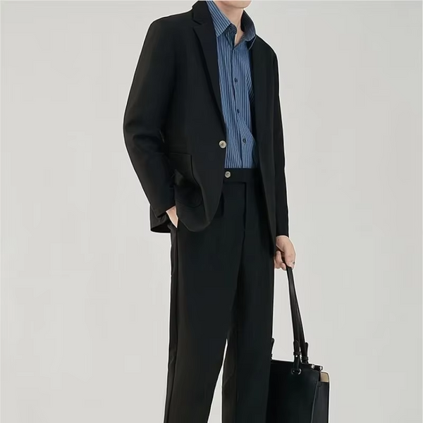 2 Piece Outfit Set Male Solid Color Youth Trends Costumes Ceremony Pants Full Men's Suits and Blazers Clothes Classic Elegant