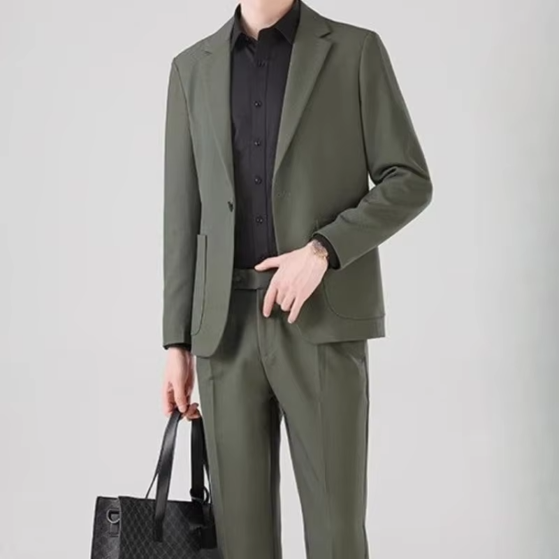 Full Suit for Men Dress Business Korean 2 Piece Outfit Set Man Formal Pants Ceremony Elegant Spring Autumn Blazer New In Casual