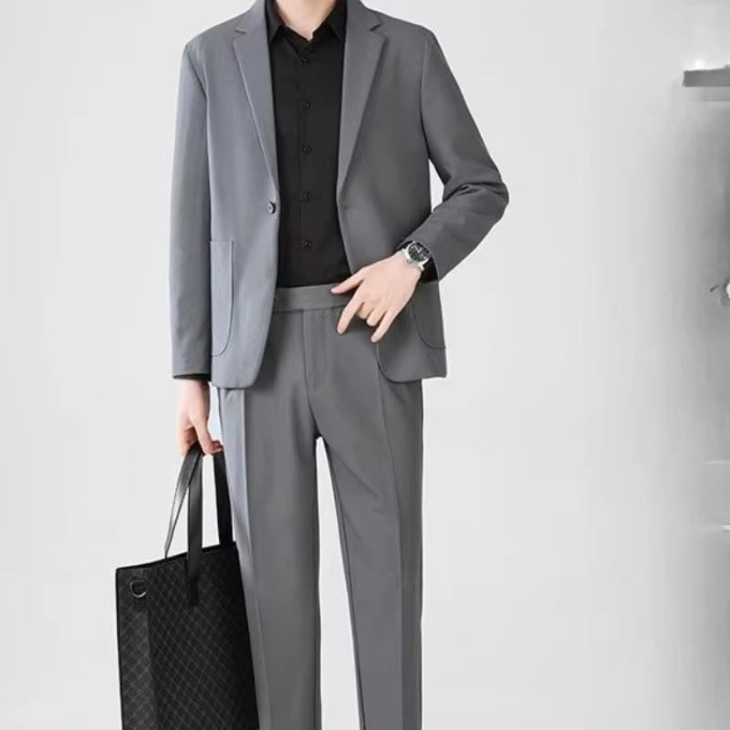 Full Suit for Men Dress Business Korean 2 Piece Outfit Set Man Formal Pants Ceremony Elegant Spring Autumn Blazer New In Casual