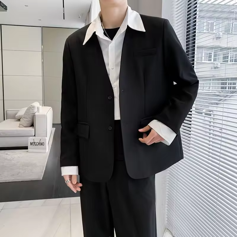 2026 Men Suit Set Spring Autumn High Grade Thickened Padded New Style Complete Slim Fit Suit