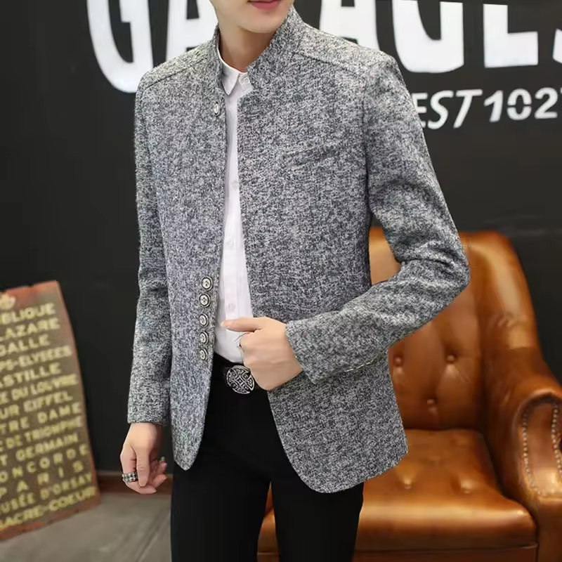 Stand Collar Man Suits and Blazers Thin Coats Luxury Designer Simple Breasted Jacket for Men Gentleman New in Original Clothing