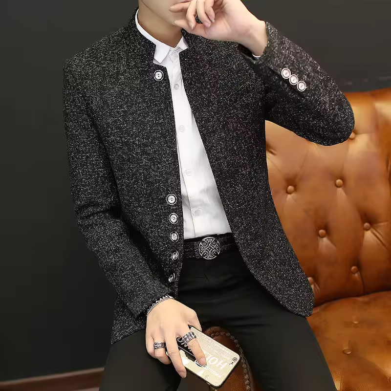 Stand Collar Man Suits and Blazers Thin Coats Luxury Designer Simple Breasted Jacket for Men Gentleman New in Original Clothing