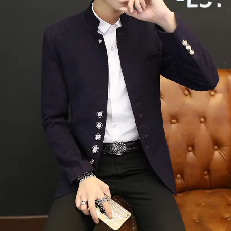 Stand Collar Man Suits and Blazers Thin Coats Luxury Designer Simple Breasted Jacket for Men Gentleman New in Original Clothing