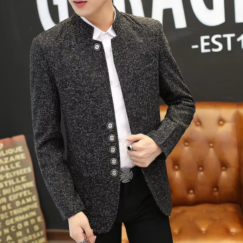 Stand Collar Man Suits and Blazers Thin Coats Luxury Designer Simple Breasted Jacket for Men Gentleman New in Original Clothing