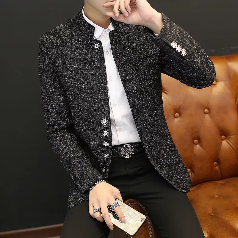 Stand Collar Man Suits and Blazers Thin Coats Luxury Designer Simple Breasted Jacket for Men Gentleman New in Original Clothing