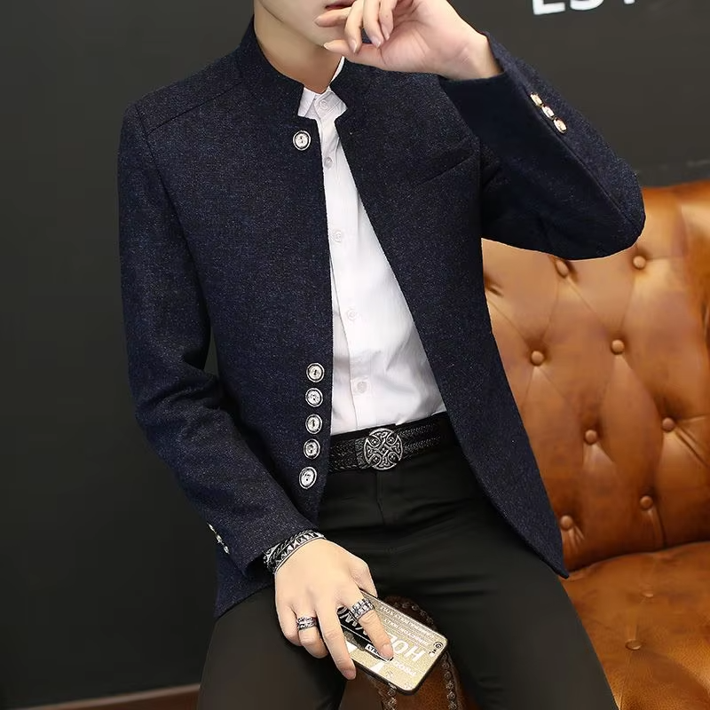 Stand Collar Man Suits and Blazers Thin Coats Luxury Designer Simple Breasted Jacket for Men Gentleman New in Original Clothing