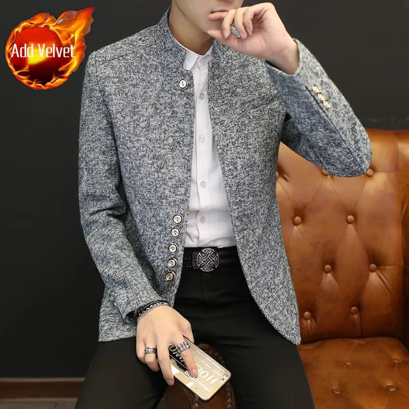 Stand Collar Man Suits and Blazers Thin Coats Luxury Designer Simple Breasted Jacket for Men Gentleman New in Original Clothing