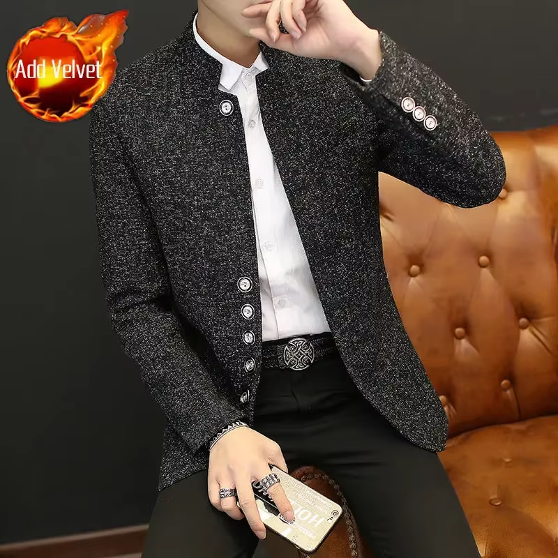 Stand Collar Man Suits and Blazers Thin Coats Luxury Designer Simple Breasted Jacket for Men Gentleman New in Original Clothing