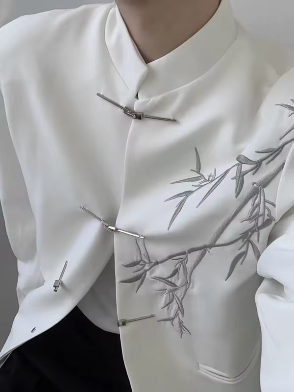 White Jacket For Men With Embroidery Chinese Coats Original Fashion 2025 Man Suits And Blazers Fashionable New In Promotion Hot