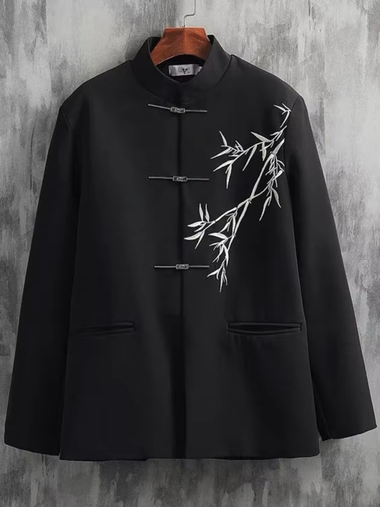 White Jacket For Men With Embroidery Chinese Coats Original Fashion 2025 Man Suits And Blazers Fashionable New In Promotion Hot