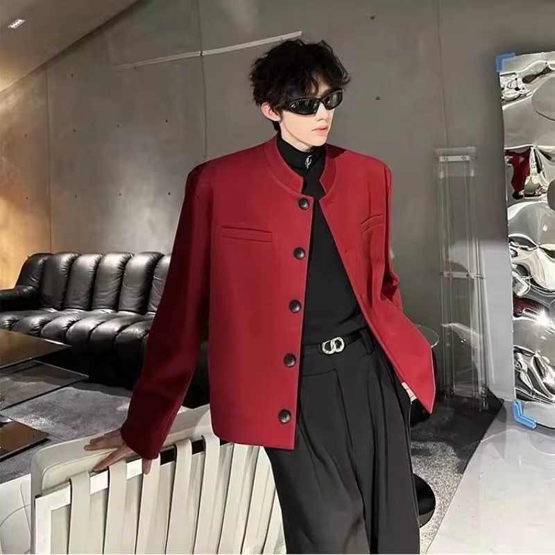 Trendy 2025 Short Coats Single Breasted Man Suits and Blazers Spring Clothes Elegant New in Original Handsome Jacket for Men