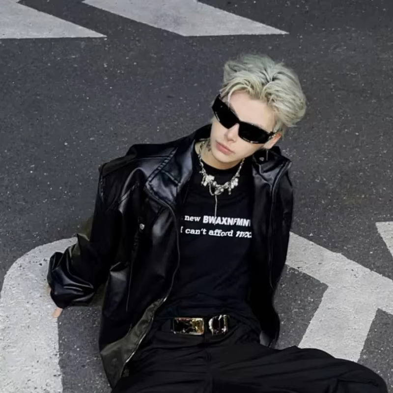 Limited Edition Men's PU Leather Jacket Urban High Street Shoulder Pads Short Sleeve Autumn Jacket