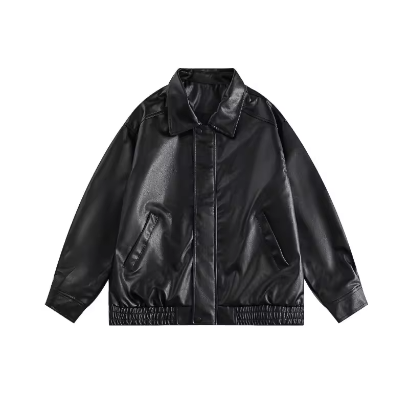 Streetwear Essential Men's Brown PU Leather Jacket Oversized Motorcycle Coat for Autumn Retro American Style Leather Jacket