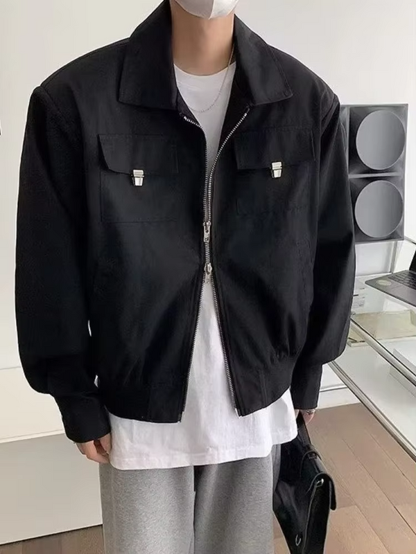 Men's Luxury Oversized Baseball Jacket Collared Flight Jacket with Short Sleeve High Street Workwear for Affordable Luxury