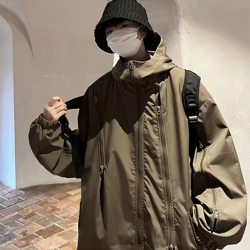 Men's Simple Retro Windproof Waterproof Windbreaker 2025 New Arrival Stylish Spring Autumn Autumn Winter Outerwear