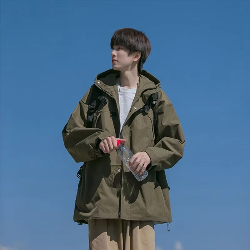 Men's Simple Retro Windproof Waterproof Windbreaker 2025 New Arrival Stylish Spring Autumn Autumn Winter Outerwear