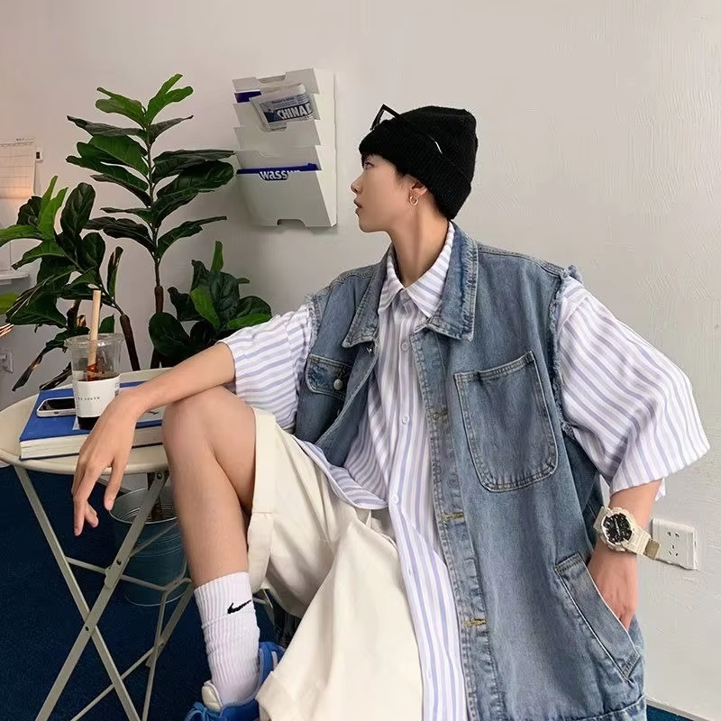 Unisex Denim Waistcoat Summer 2025 Streetwear Must Have Distressed Denim Jacket Vest for Boys Girls