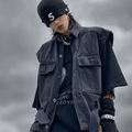 Vintage Washed Denim Vest Unisex Streetwear Workwear Jacket Casual Layering Outerwear