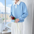 Loose Hong Kong Style Male Sweatshirt Cotton Leisure Wear to Work Polo Sweat Shirt Men's Pullover Clothing Deals Streetwear Warm