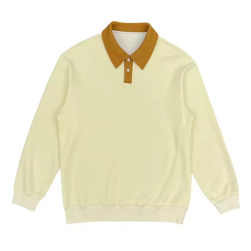 Loose Hong Kong Style Male Sweatshirt Cotton Leisure Wear to Work Polo Sweat Shirt Men's Pullover Clothing Deals Streetwear Warm