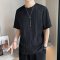 Summer New Wave Pattern Quick Dry T-Shirt Men's Loose Fit Casual Athletic Top Fashionable Streetwear