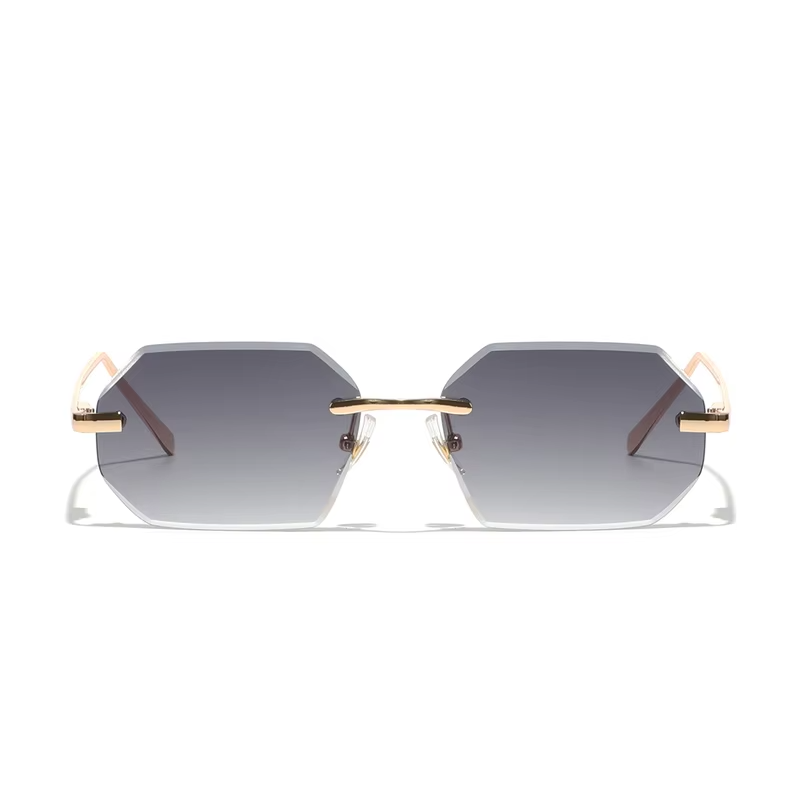 Ruiao Sunglasses Men Brand Designer Fashion Rimless Sun Glasses Shades Diamond Cut Lens Ladies Frameless Metal Eye glasses