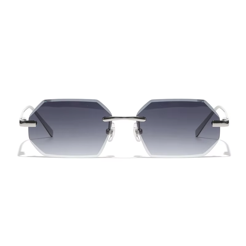 Ruiao Sunglasses Men Brand Designer Fashion Rimless Sun Glasses Shades Diamond Cut Lens Ladies Frameless Metal Eye glasses