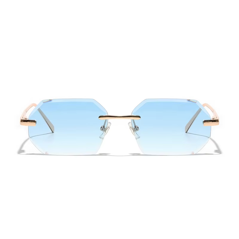Ruiao Sunglasses Men Brand Designer Fashion Rimless Sun Glasses Shades Diamond Cut Lens Ladies Frameless Metal Eye glasses