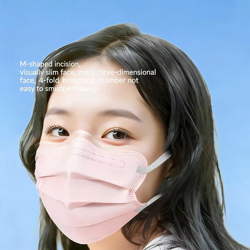 Disposable Face Masks Wide Flat Earloop Individually Wrapped 3 Layer Spunlace Non-woven Daily Protection Lightweight Comfortable