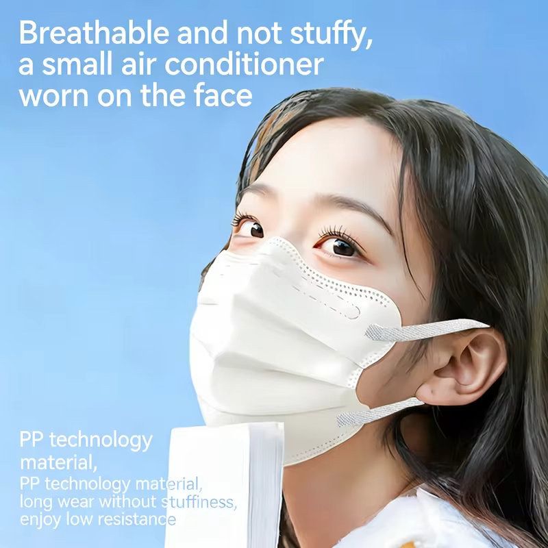 Disposable Face Masks Wide Flat Earloop Individually Wrapped 3 Layer Spunlace Non-woven Daily Protection Lightweight Comfortable
