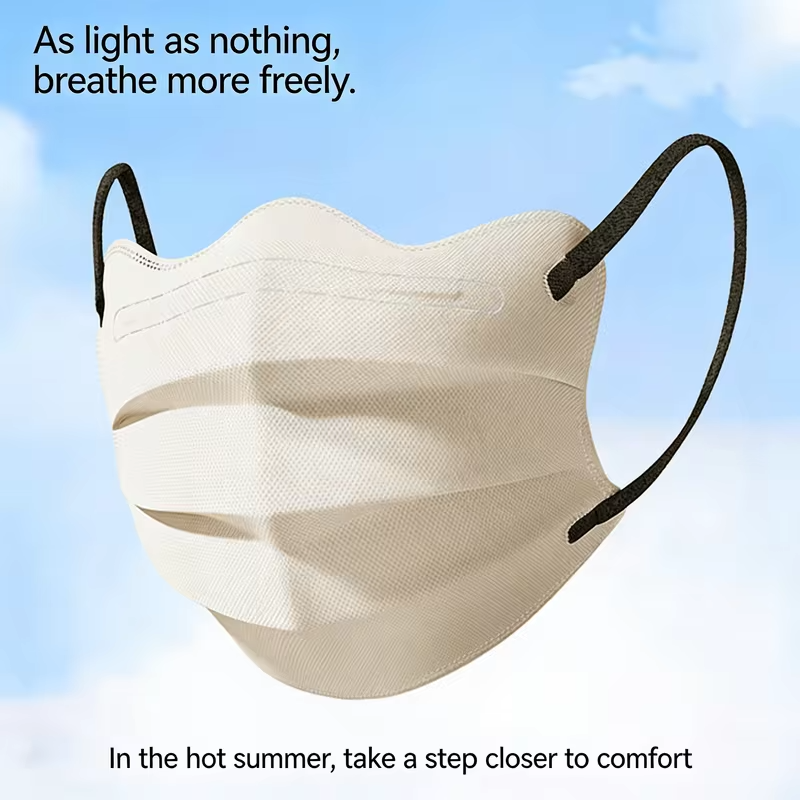 Disposable Face Masks Wide Flat Earloop Individually Wrapped 3 Layer Spunlace Non-woven Daily Protection Lightweight Comfortable