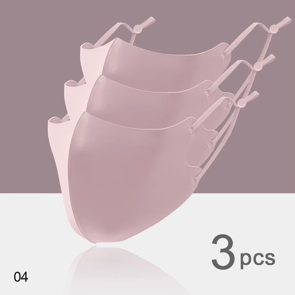3Pcs 3D Breathable Mask Washable Ice Silk Face Mouth Mask Anti Dust Filter Mouth-muffle Haze Dust Proof Flu Masks Care Reusable