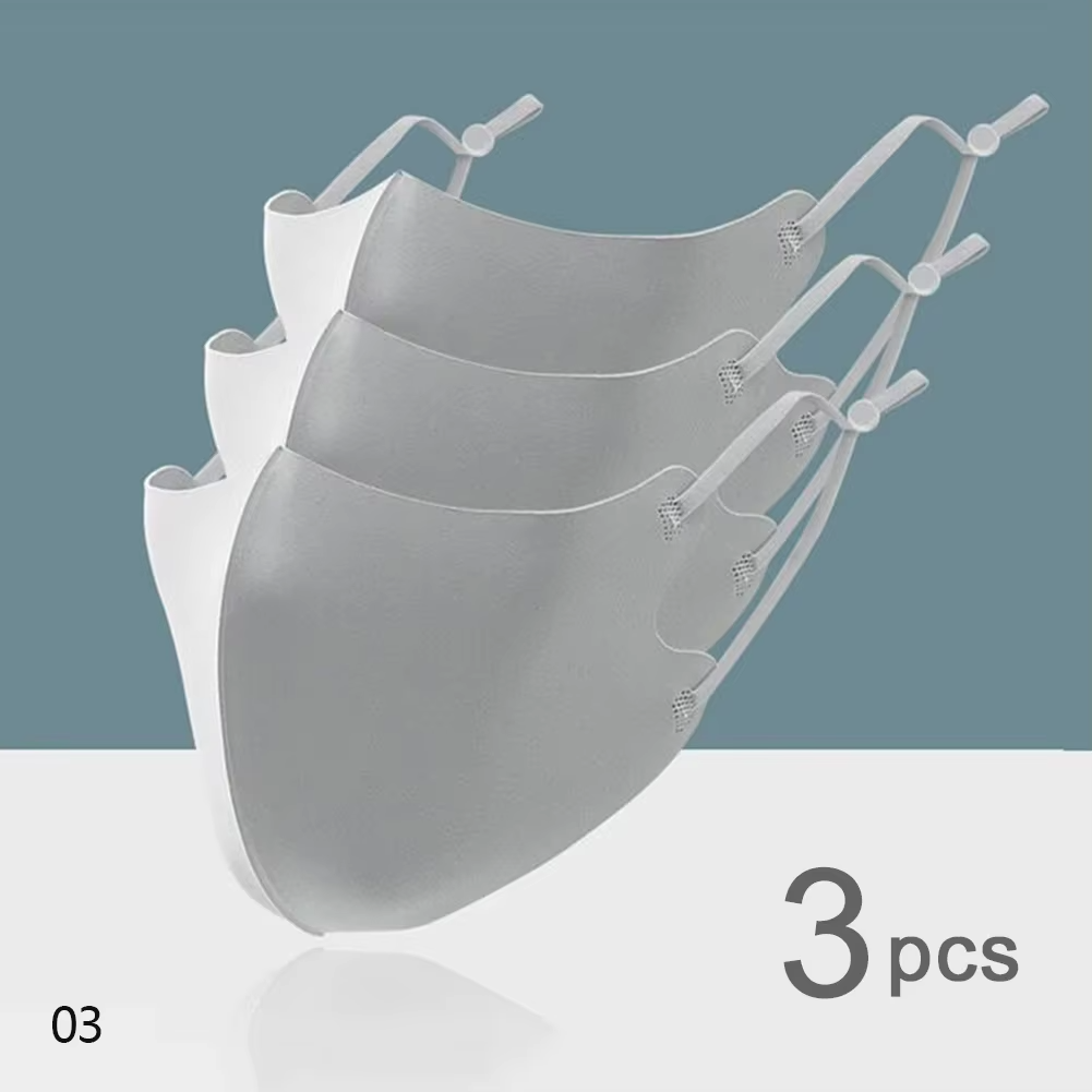 3Pcs 3D Breathable Mask Washable Ice Silk Face Mouth Mask Anti Dust Filter Mouth-muffle Haze Dust Proof Flu Masks Care Reusable