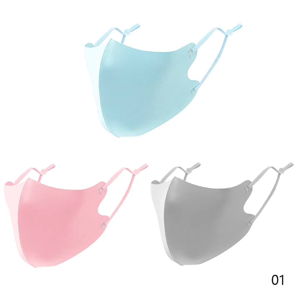 3Pcs 3D Breathable Mask Washable Ice Silk Face Mouth Mask Anti Dust Filter Mouth-muffle Haze Dust Proof Flu Masks Care Reusable