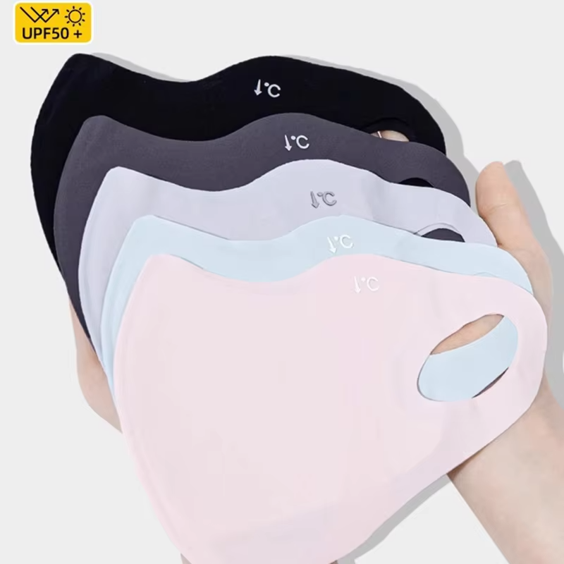 1PC Summer Sunscreen Face Mask Breathable Women UV Protection Trendy Mask Thin Ice Silk Sunscreen Anti-UV Fashionable Face Cover